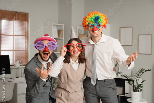 Young colleagues with funny...