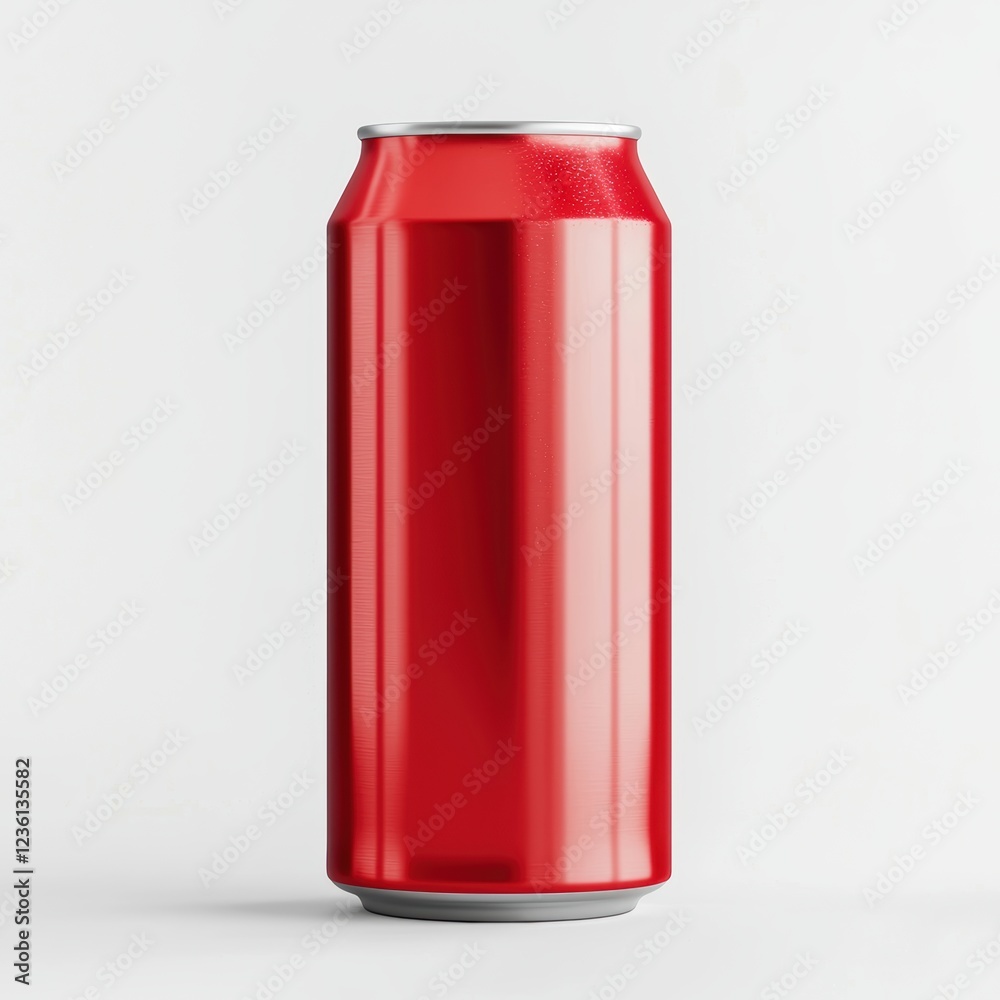 Realistic energy drink can mockup with a sleek matte finish, centered on a clean white background Realistic energy drink can mockup with a sleek matte finish, centered on a clean white background