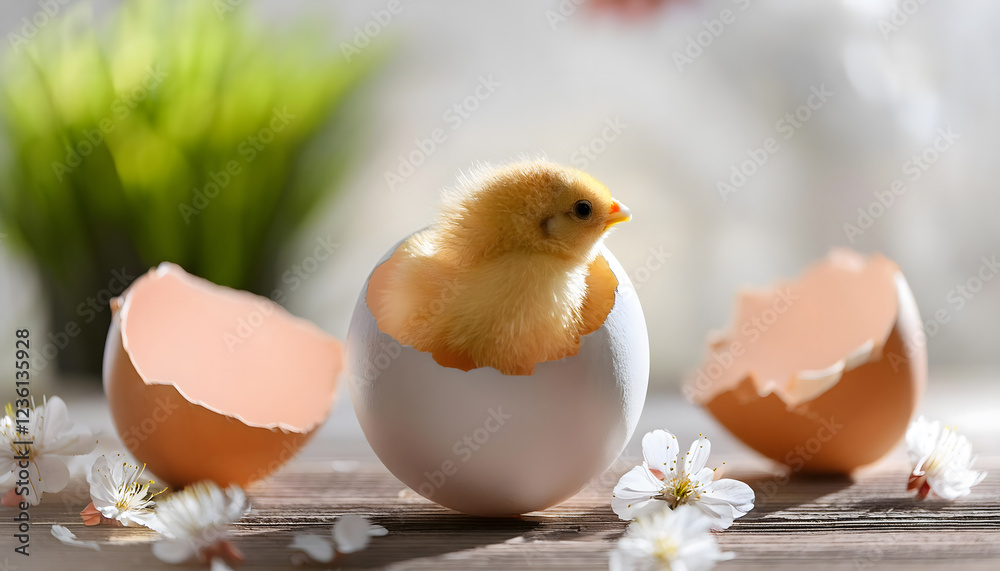 chicken, chick, bird, in, a, half, egg, easter, holiday, bannas, banner, copy space, close up, with, flowers, sitting, cute, macro, photo, card, design, baby, yellow, animal, small, poultry, fluffy, 1 chicken, chick, bird, in, a, half, egg, easter, holiday, bannas, banner, copy space, close up, with, flowers, sitting, cute, macro, photo, card, design, baby, yellow, animal, small, poultry, fluffy, 1