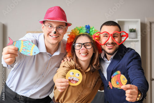 Young colleagues with funny...