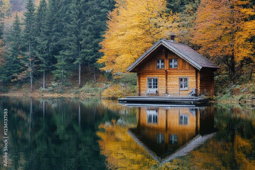 Obraz premium Lake Cabin