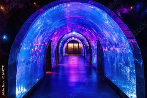 Tunnel with Blue and Purple Light