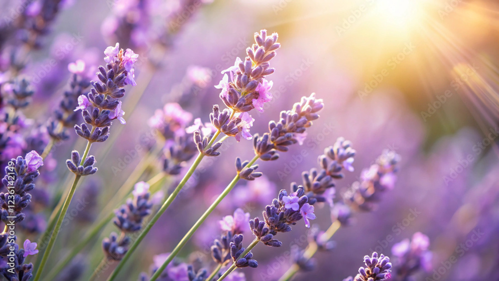 Close-up of lavender flowers in sunlight, AI Generation