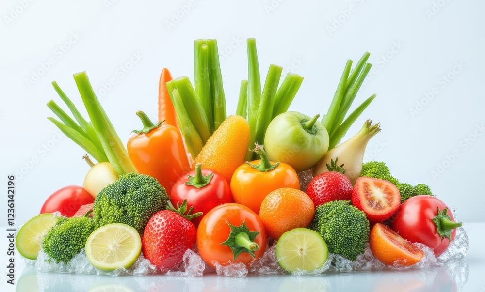 Colorful array of fresh vegetables and fruits Colorful array of fresh vegetables and fruits