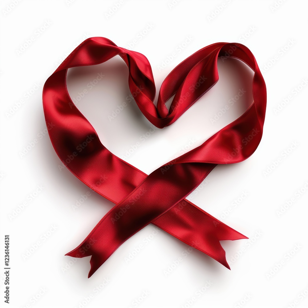 Elegant Red Ribbon Forming a Heart Shape Elegant Red Ribbon Forming a Heart Shape