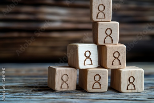 Wooden Blocks Depicting Staff Hierarchy photo