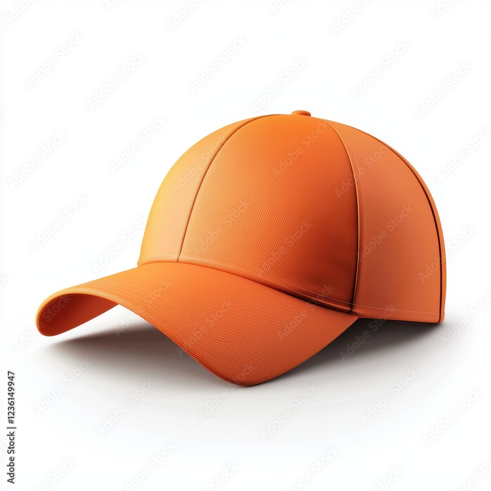 Trendy baseball cap mockup with a curved brim and blank logo area, placed on a bright white background
