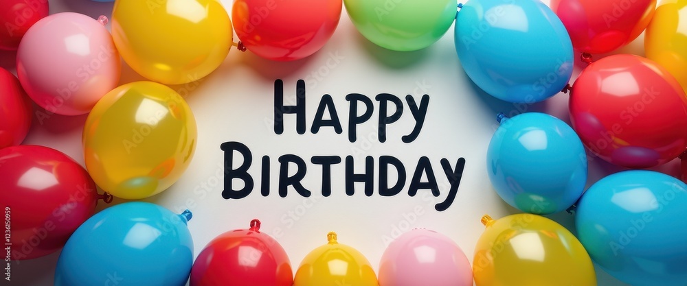 Vibrant Balloon Display for a Thriving Happy Birthday Celebration Background Vibrant Balloon Display for a Thriving Happy Birthday Celebration Background
