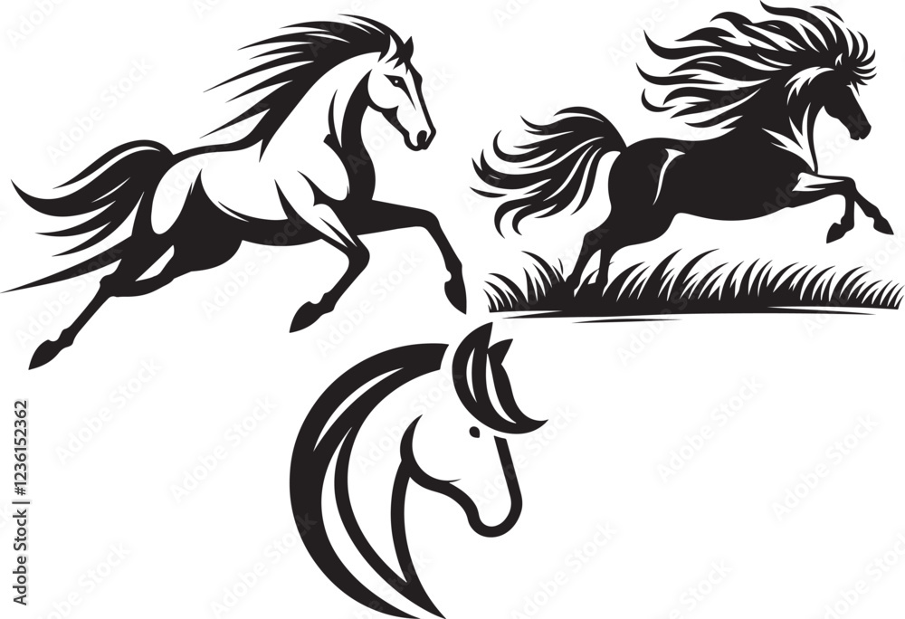 Fototapeta premium silhouette image, Horse logo, vector