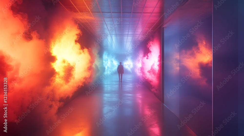 Naklejka premium Colorful smoke reflection background