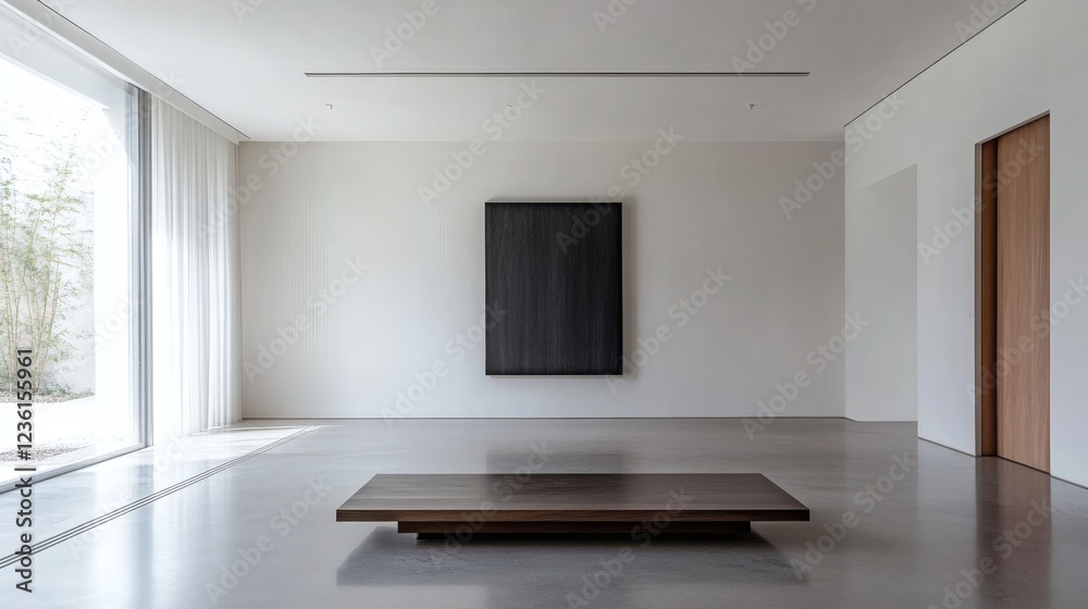 Obraz premium Minimalist Modern Interior Design Spacious Room with Large Window and Artwork