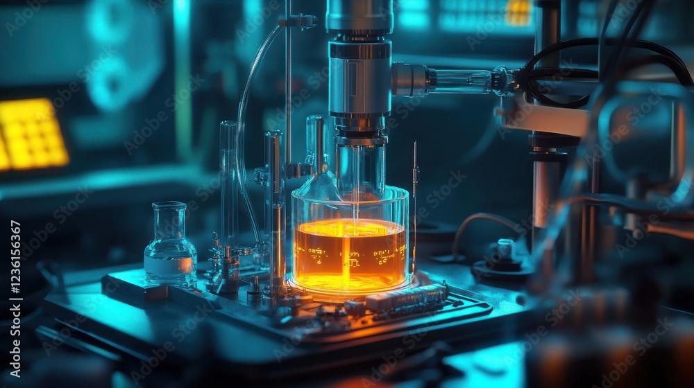 Futuristic Laboratory: Scientific Experiment in Progress Futuristic Laboratory: Scientific Experiment in Progress