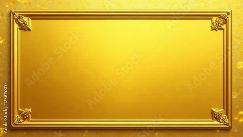 Empty Golden rectangular plaque gold background golden