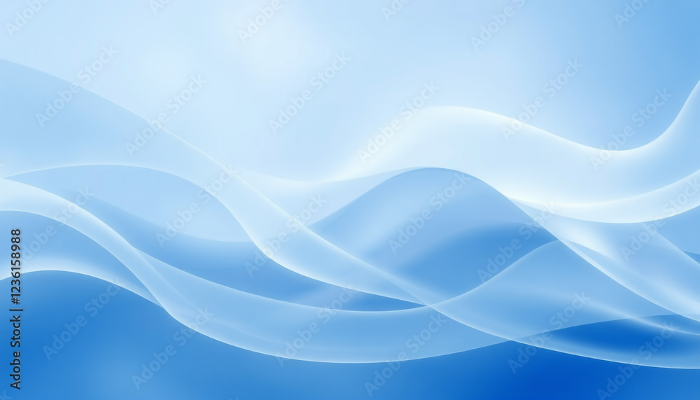 Fototapeta premium Blue abstract smooth wave background with soft flowing curves and elegant motion, creating a dynamic and modern digital design perfect for wallpapers and visual compositions.