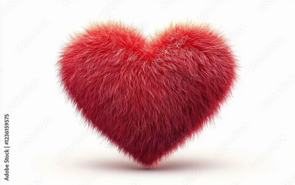 Heart crafted from soft teddy bear fur for Saint Valentines Day and 8 March Womens Day isolated on a white background Heart crafted from soft teddy bear fur for Saint Valentines Day and 8 March Womens Day isolated on a white background