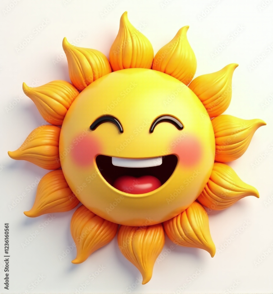 Cute 3D Sun with Smile, Cheerful and Bright Weather Character on White Background
Cute 3D Sun with Smile, Cheerful and Bright Weather Character on White Background