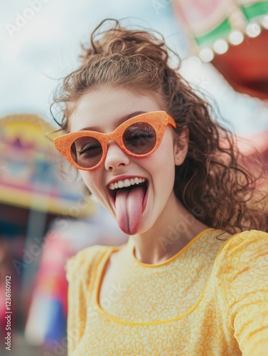 Woman sticking out tongue