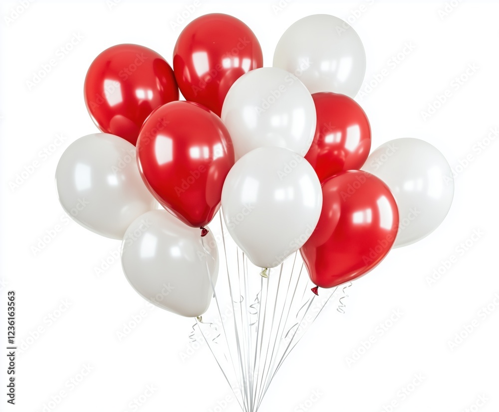 Red and white glossy latex balloons on a white background Red and white glossy latex balloons on a white background