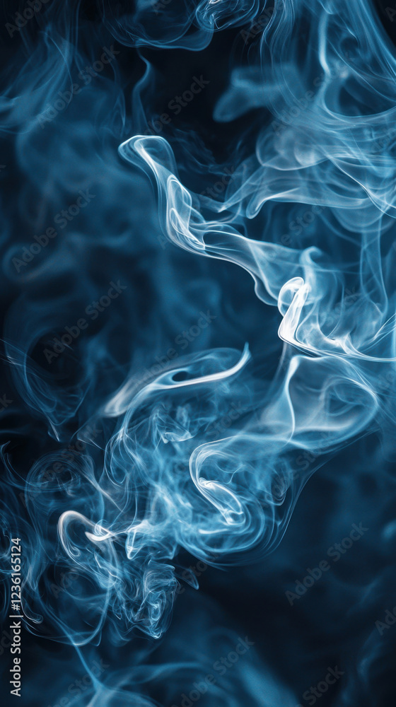 Fototapeta premium Abstract fluid smoke formation with luminous blue tendrils