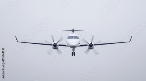 Obraz na płótnie Twin turboprop airplane landing in fog w salonie