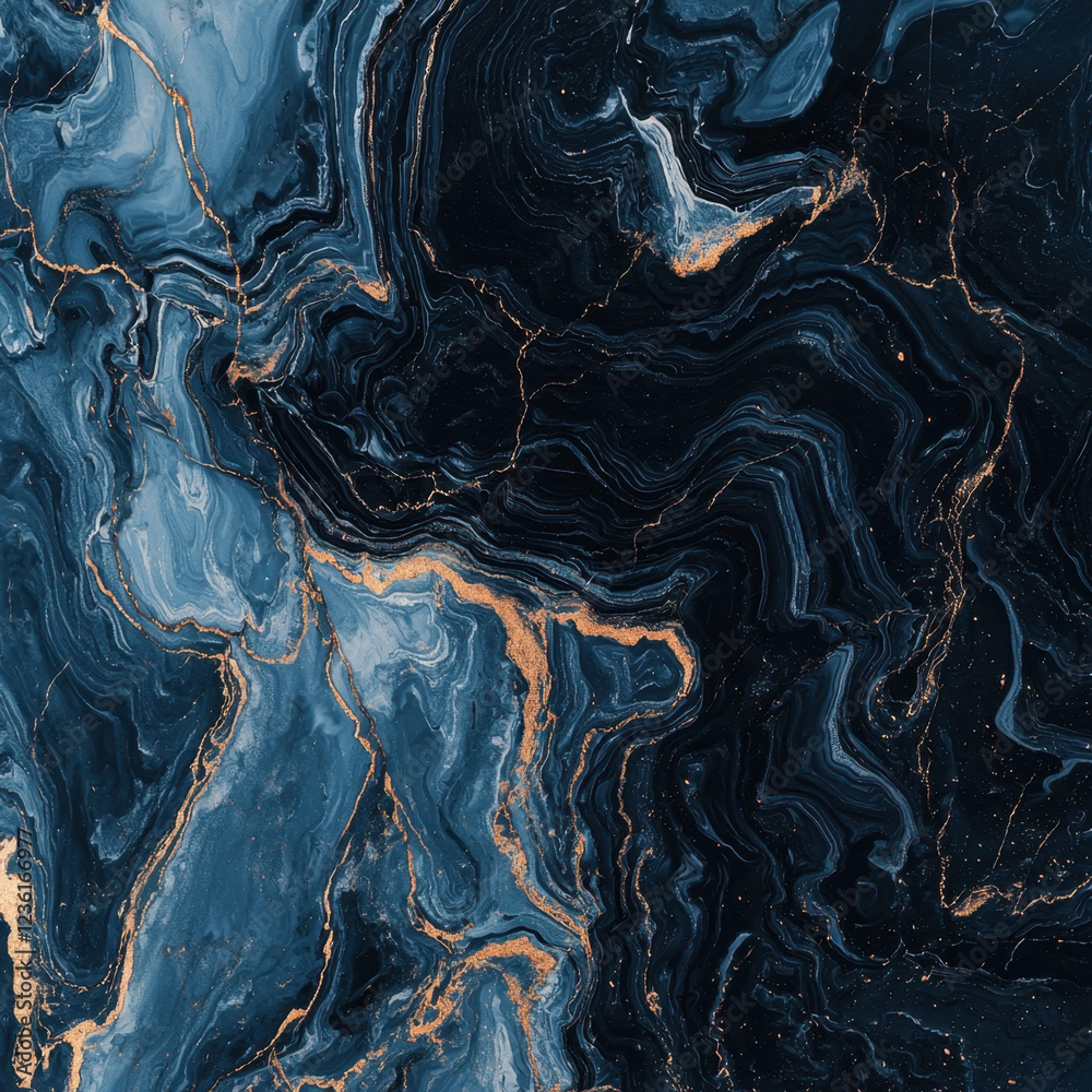 Obraz premium Dark marble stone with deep blue and golden veins
