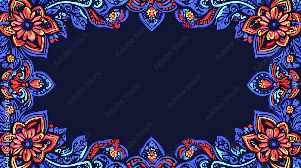 Obraz premium Vibrant Floral Frame Design With Dark Background