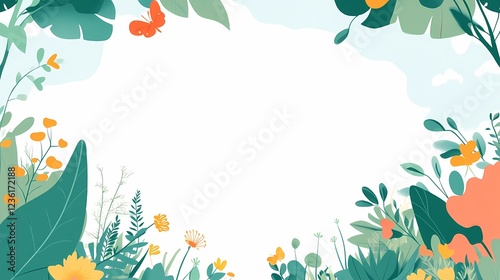 Wallpaper Mural Colorful Floral Frame with Butterflies for Creative Backgrounds Torontodigital.ca