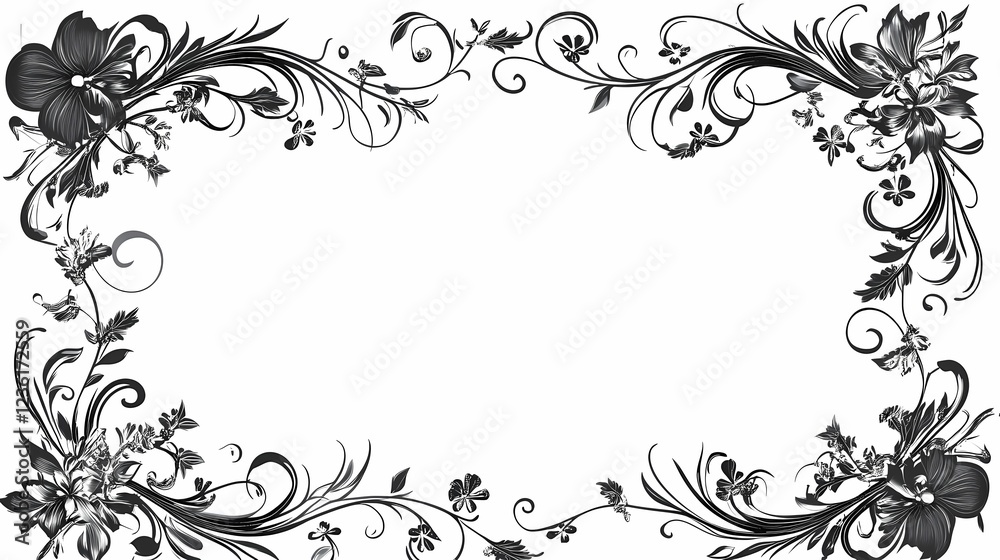 Elegant Black and White Floral Frame Design for Artistic Use Elegant Black and White Floral Frame Design for Artistic Use