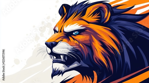 Wallpaper Mural Striking Illustration of a Roaring Lion with Bold Colors and Dynamic Vivid Design Elements Torontodigital.ca