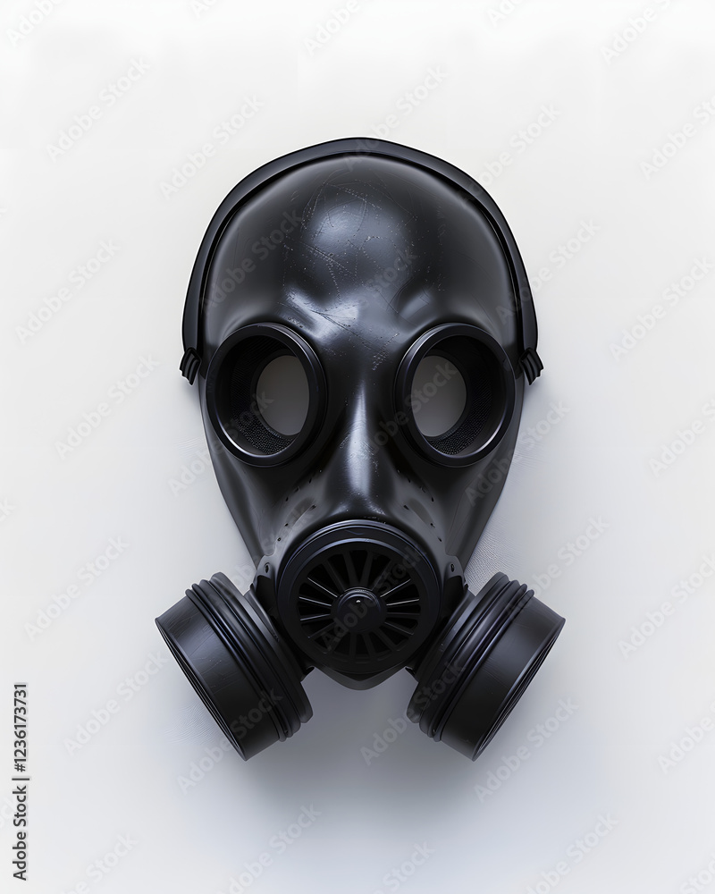 Gas mask resting against a plain background illustrating safety equipment used during hazardous conditions or emergencies
