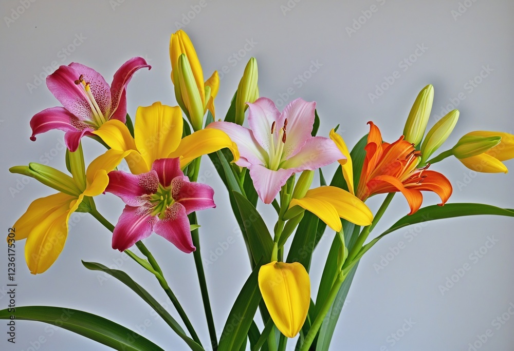 Naklejka premium Celebrating Love: A Macro Bouquet of Lilies for Special Occasions