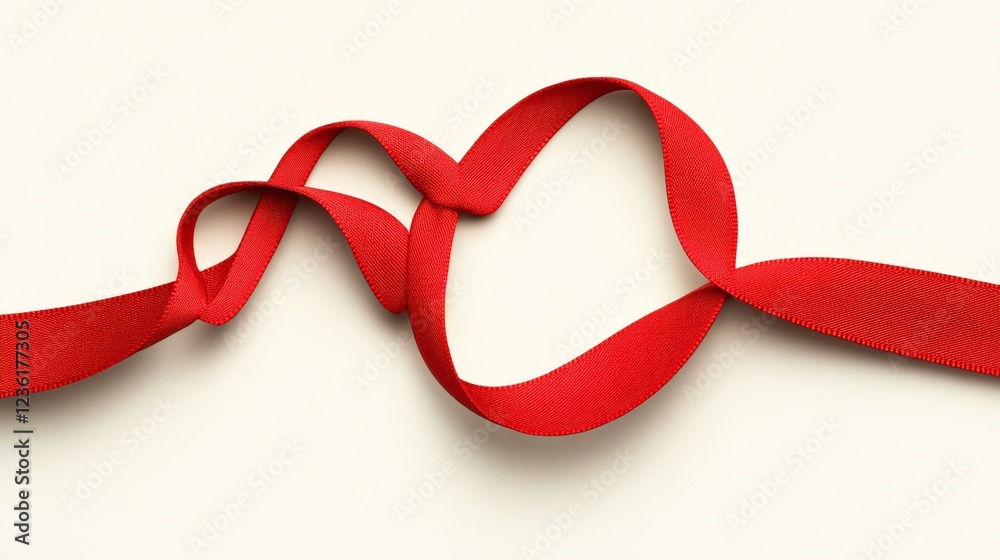 A vibrant red ribbon forms a heart shape against a soft background, symbolizing love and affection, This image is perfect for Valentine's Day marketing, gift wrapping, or romantic themes in design, A vibrant red ribbon forms a heart shape against a soft background, symbolizing love and affection, This image is perfect for Valentine's Day marketing, gift wrapping, or romantic themes in design,