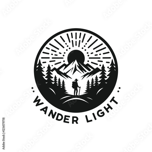 wander light silhouette vector clip art logo