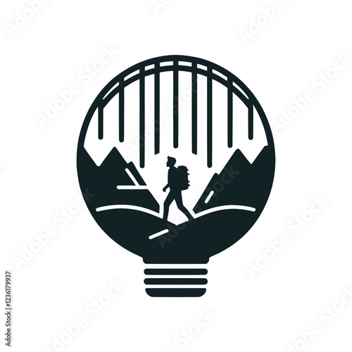 wander light silhouette vector clip art logo