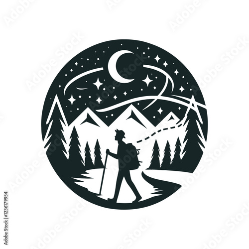 wander light silhouette vector clip art logo