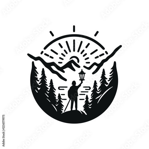 wander light silhouette vector clip art logo