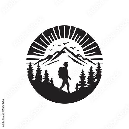 wander light silhouette vector clip art logo