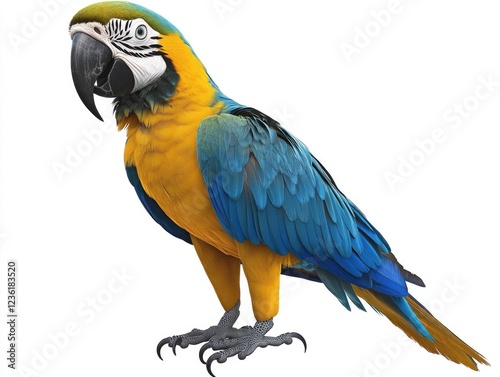 Blue and Yellow Parrot on White Surface