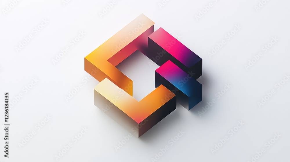 Abstract geometric shapes with gradient colors creating a modern design element on a clean background Abstract geometric shapes with gradient colors creating a modern design element on a clean background