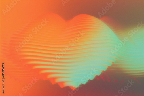 Layered heart shape with smooth gradient colors and soft glowing light on warm orange backgrounds, perfect for romantic designs. photo