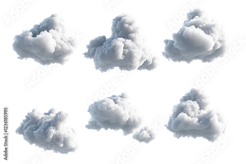 3D rendering cloud collection isolated on transparent or white background, png
