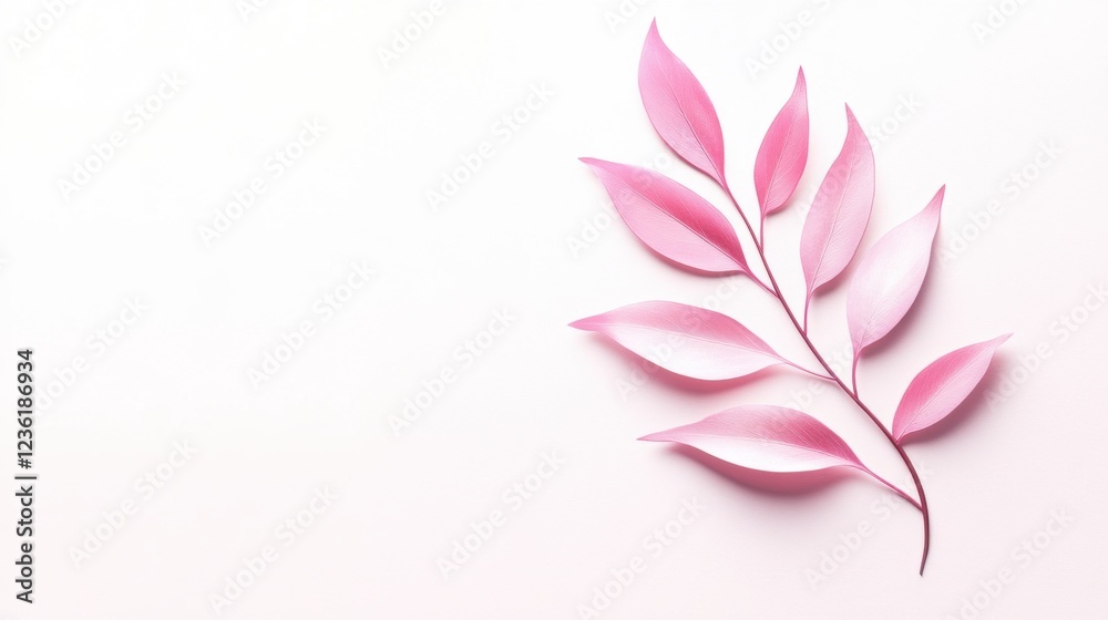 Obraz premium Soft Pink Leaf Element on White Background for Elegant Design and Nature-Inspired Projects