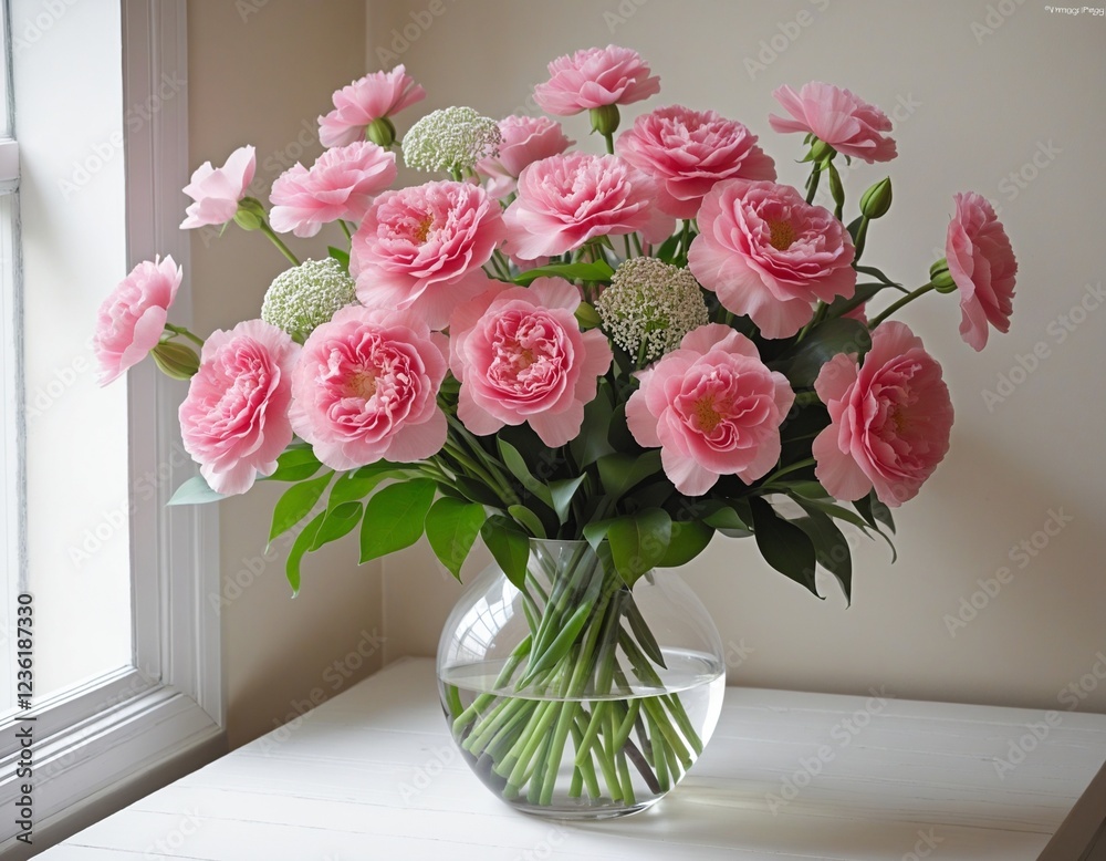 Fototapeta premium Pink Carnation Bouquet for Mother's Day Celebration