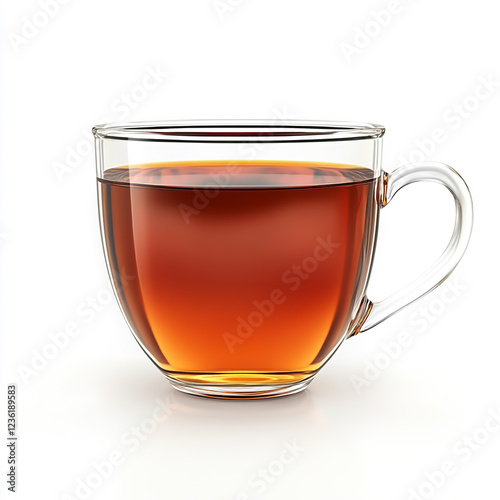 Glass cup of hot tea isolated on white background full depth of feild. photo