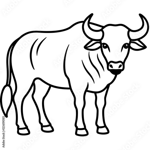 Buffalo in a Single Line Art Vector