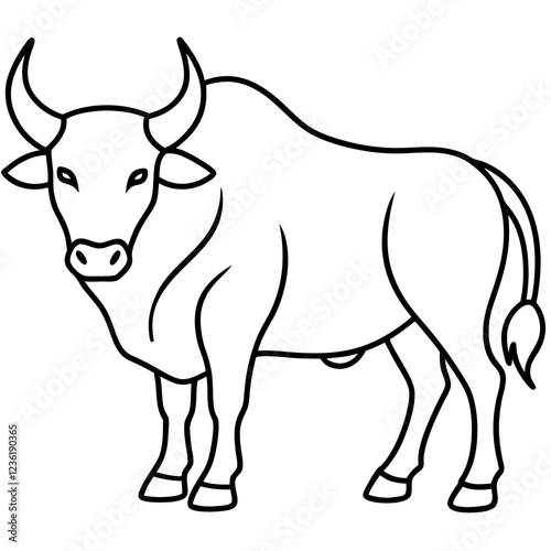 Buffalo in a Single Line Art Vector