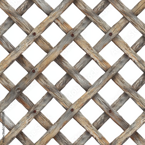 Rustic wood lattice fence texture, outdoor background, design element