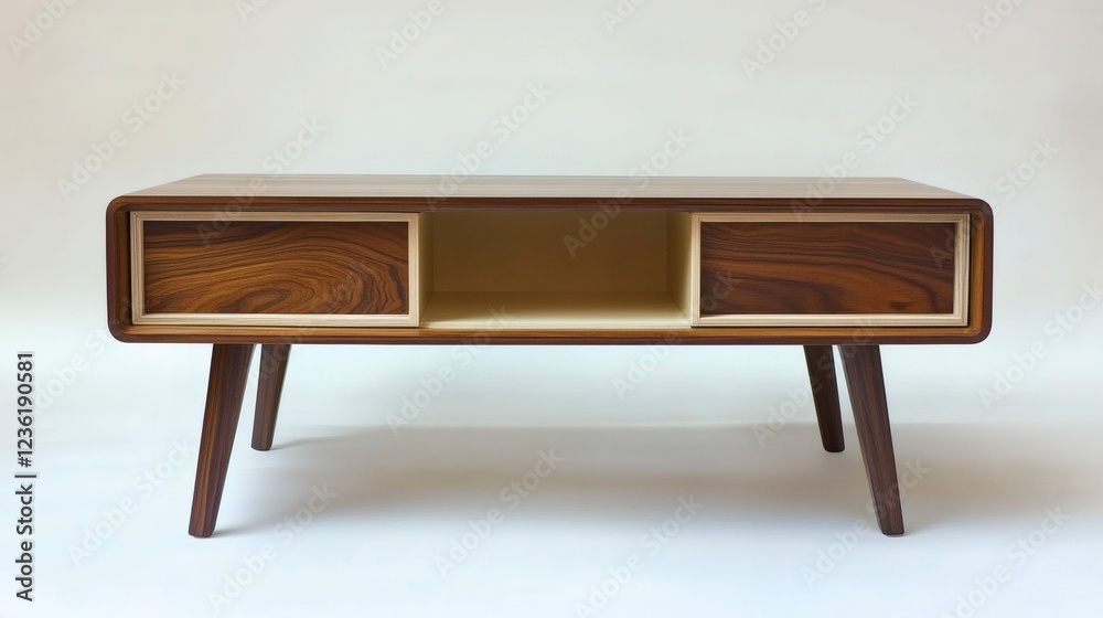 Mid-Century Modern Coffee Table with Walnut and Maple Wood Mid-Century Modern Coffee Table with Walnut and Maple Wood