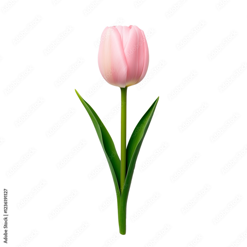 Soft pink tulip showcasing delicate petals in a serene garden setting during springtime Soft pink tulip showcasing delicate petals in a serene garden setting during springtime
