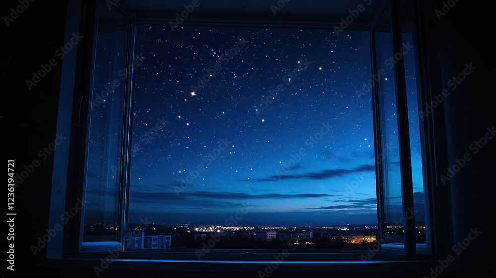 night sky -view from open window night sky -view from open window